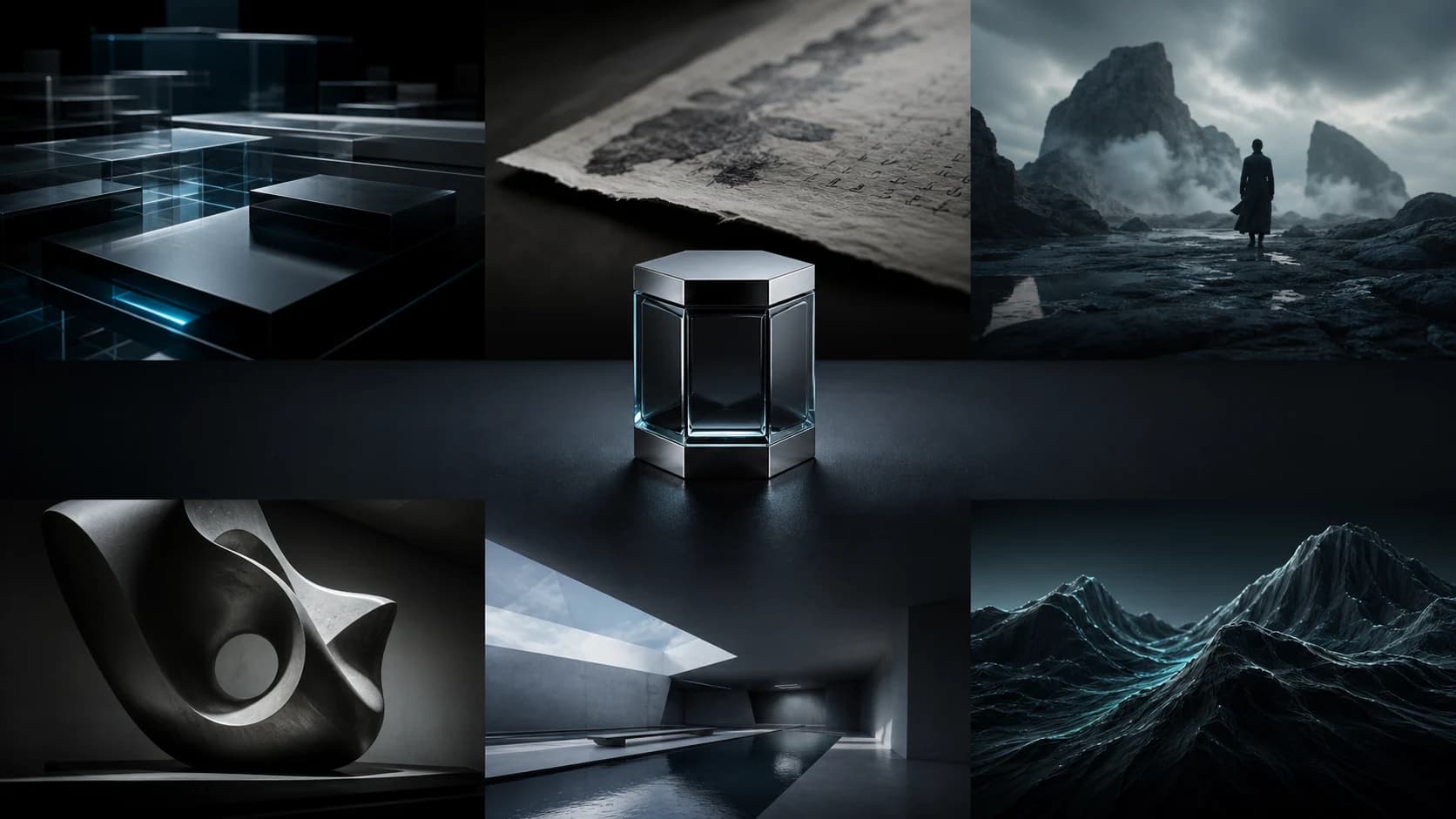 A single abstract object retaining its identity across software, research, art, architecture and spatial worlds