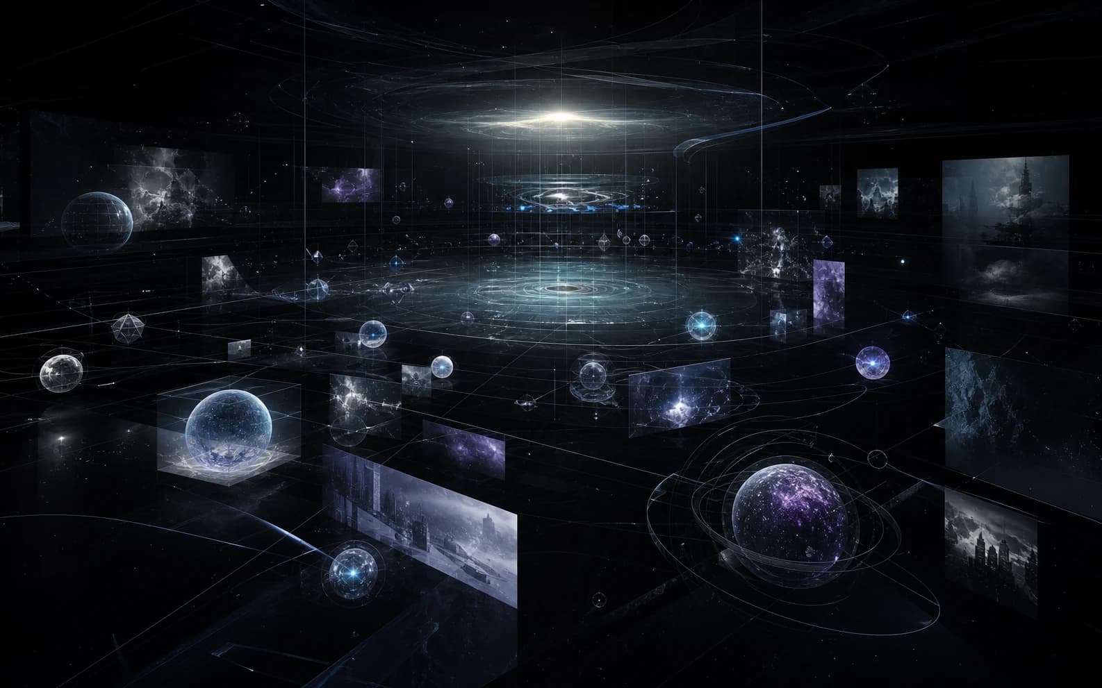 Abstract fictional Blackvault Work visual representing Codeweb spanning technical, spatial and temporal output